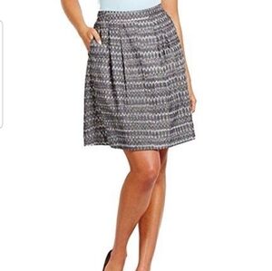 Eileen Fisher Ash Organic Cotton Aerial Ikat Pleated Skirt Gray Size L Pockets
